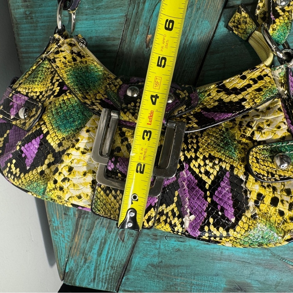 Faux Snakeskin Multi Colour Mini Shoulder Bag Y2K Style - Picture 6 of 11